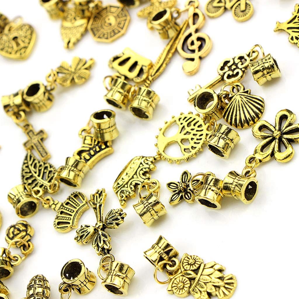 Alloy Dangle Spacer Beads Bails Connector with Multistyle Pendant Charm Dangler for DIY Bracelet Necklace Jewelry Making Accessaries(40pcs) (Golden) image 5