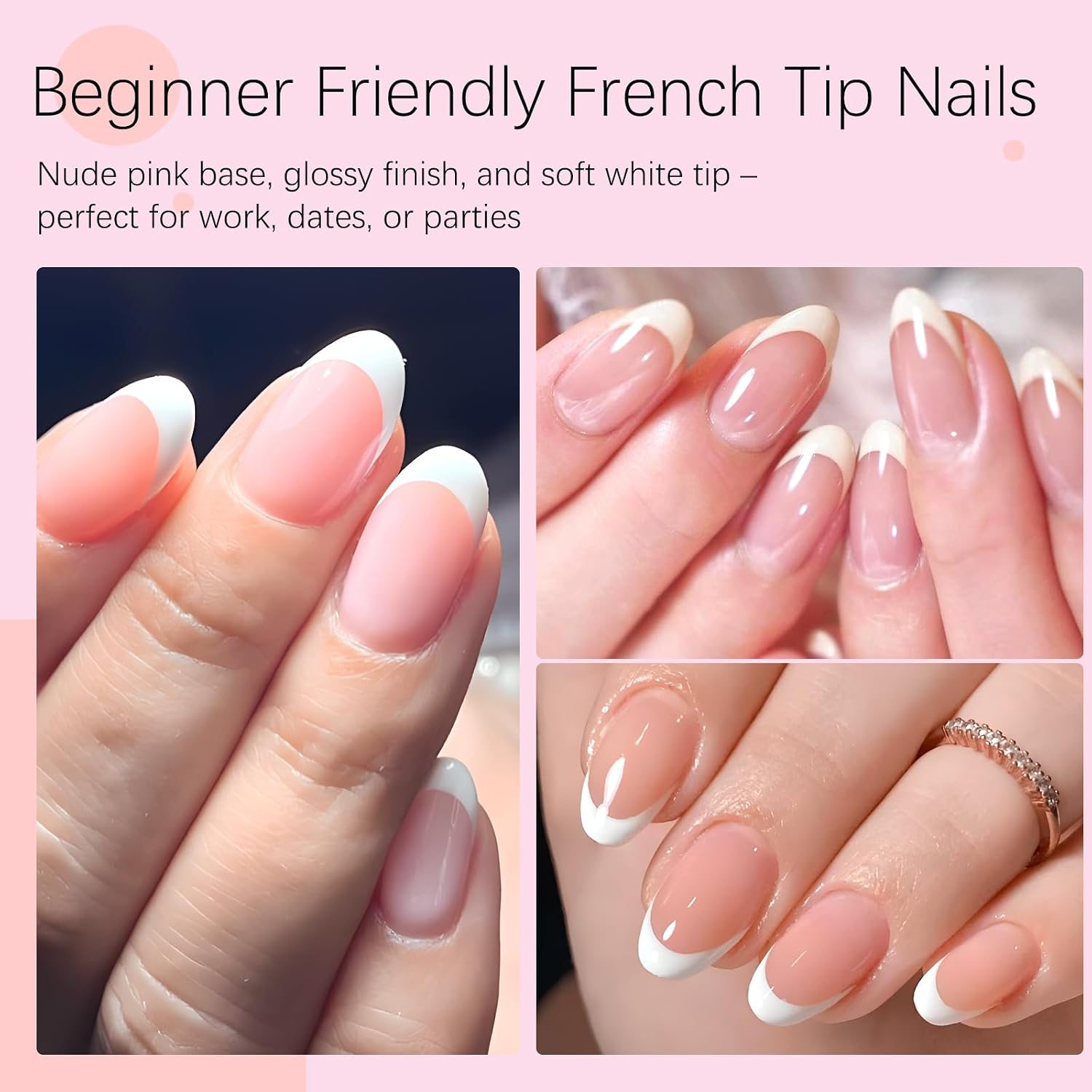 AddFavor 240pcs French Tip Press on Nails Short Oval Fake Nails, White French Tip Nails Press ons Acrylic Press on Nail Almond False Nail Tips for Women