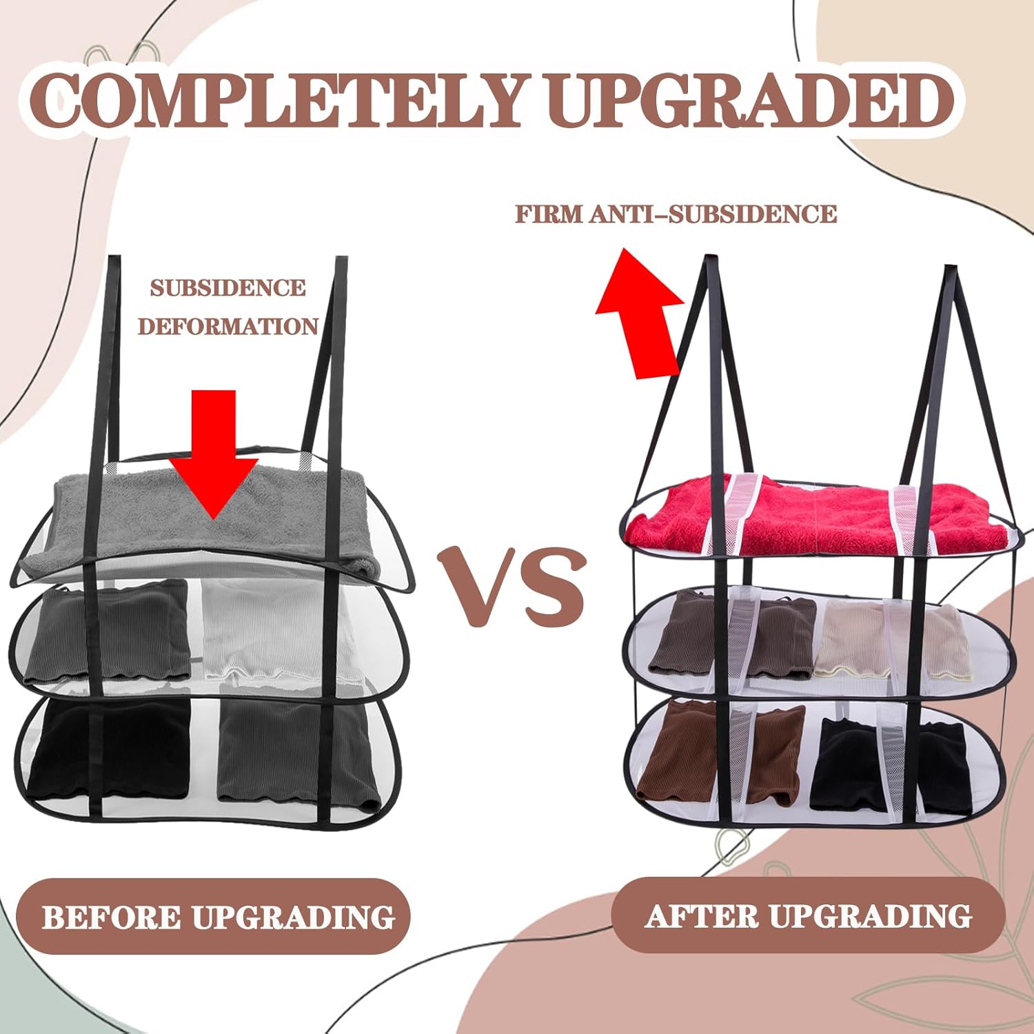 CINPIUK 2 Pcs 3-Tier Upgrade Sweater Drying Rack Over The Door, Foldable Mesh Hanging Dryer Flat with Hooks, Large Breathable Laundry Drying Hanger, Clothes Lay Flat Dryer for Dorms Bathrooms
