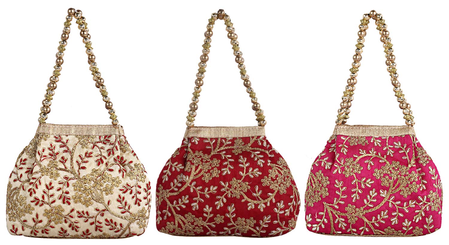 Kuber Industries Elephant Design 3 Pieces Polyester Embroidered Woman Potli Bag (CTKTC4392) (B07NJJ4BHD) Amazon Price History, Amazon Price Tracker