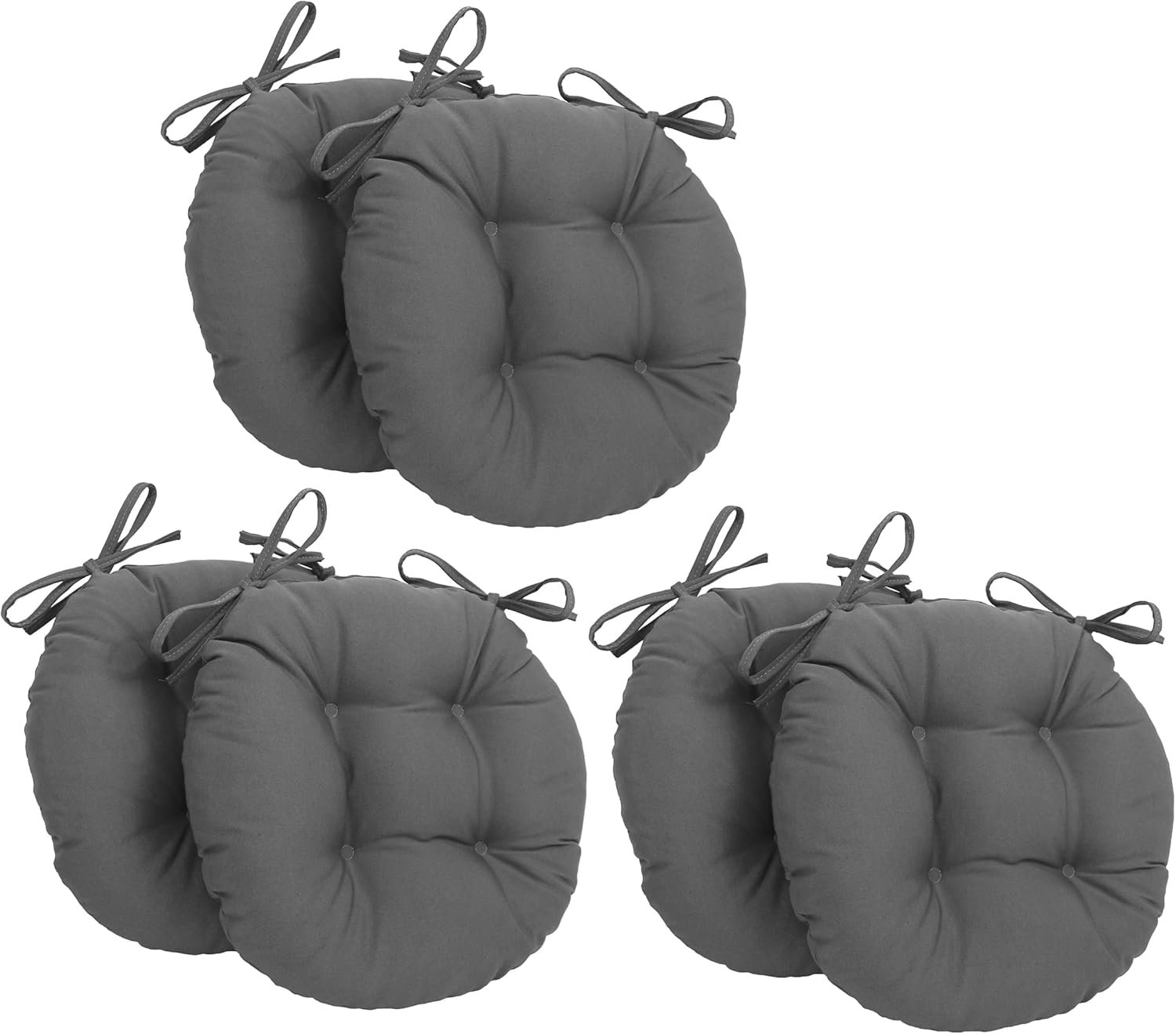 Blazing Needles 16-inch Round Tufted Twill Chair Cushion, 16 x 16, Royal Blue 6 Count