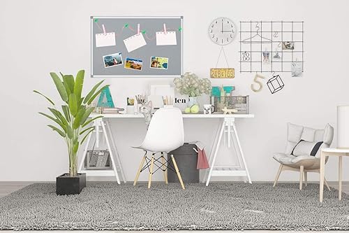 Vista 8 de Tablón de anuncios, tablero de corcho, tablero de anuncios de pared, 36 x 24 pulgadas, tablero de fotos, tablero de fotos, tablero de pines, marco