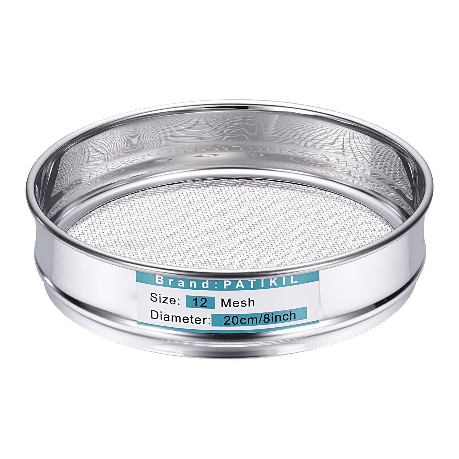 PATIKIL 12 Mailles (1.6mm) Tamis De, 7.9"(20cm) Diamètre Écran De Tamisage 304 Acier Inoxydable Toile Métallique Tamis Fin Pour Industriel Maison Tamis À Sol Tamis Sec Écrans Hash