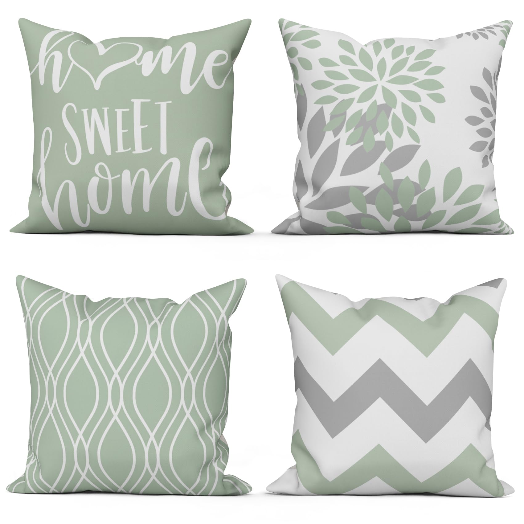 Housses de coussin géométriques au design moderne vert et blanc