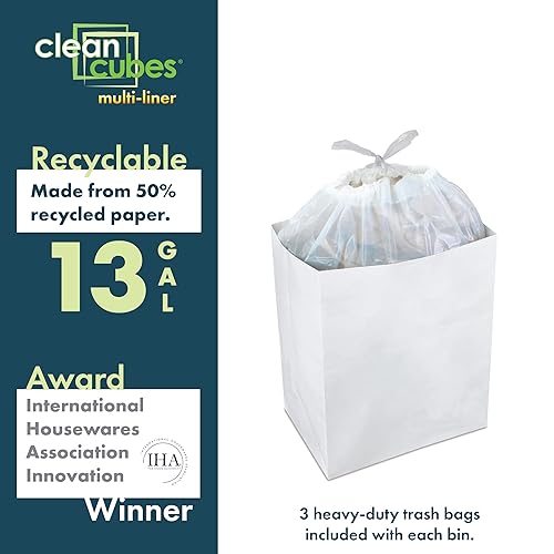 Miniatura 4 de Botes de basura desechables de 13 galones (paquete de 3) con bolsas de basura ajustables, contenedores de basura reutilizables y reciclaje para