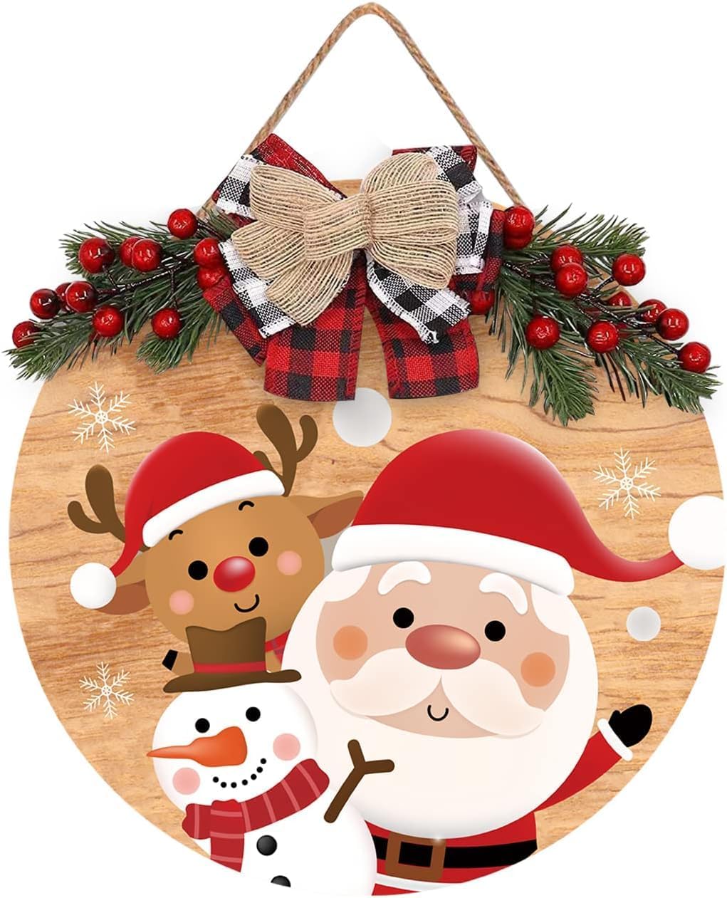 Wooden Christmas Decoration Wreath Banner Door Wall Hanging| Christmas Tree Decoration Items| Hanging Ornaments Props|Decorations Items for Home Office