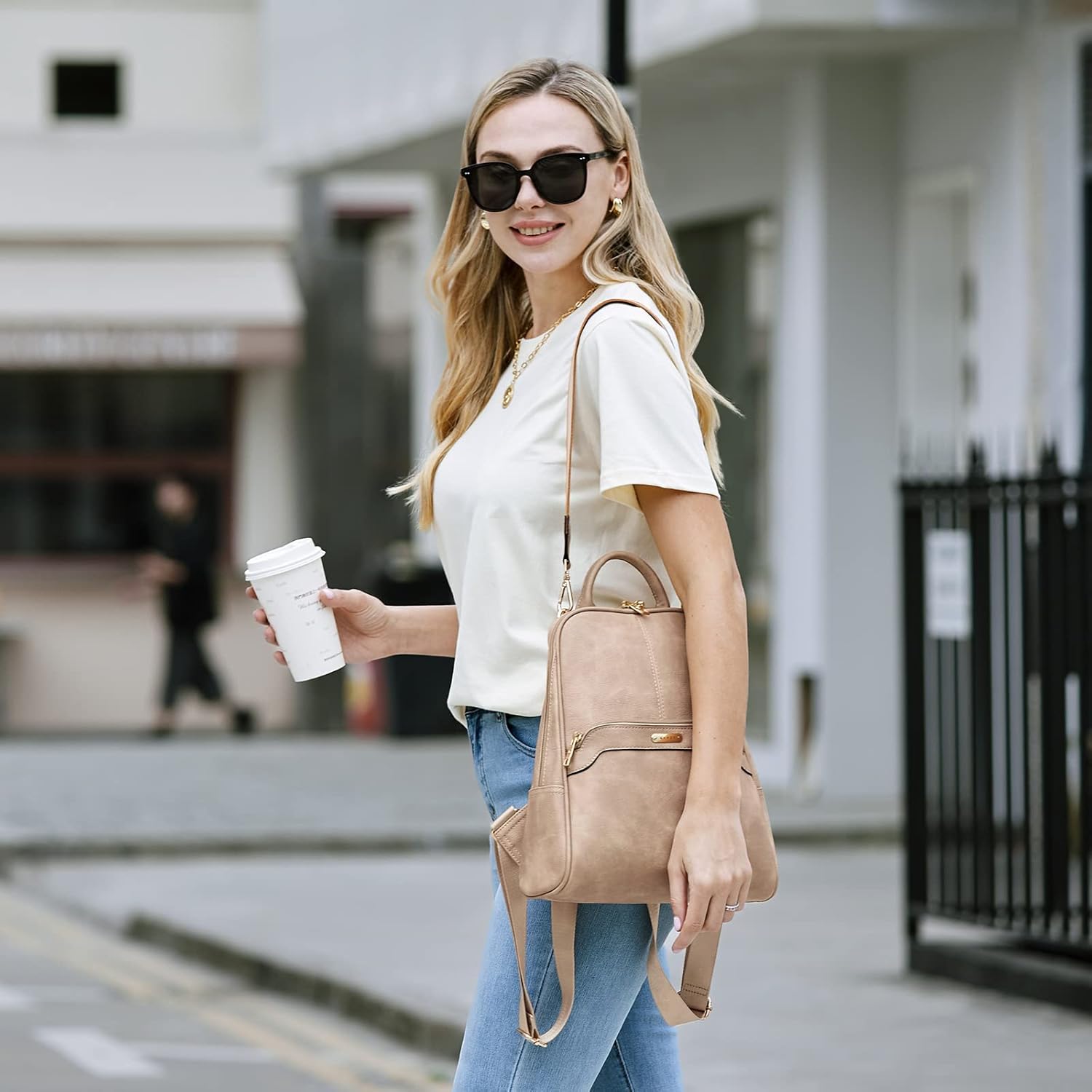 CLUCI Small Backpack for Women, Womens Backpack PU Backpack Purse for Women Leather Convertible Travel Backpack Shoulder Bags - Image 7