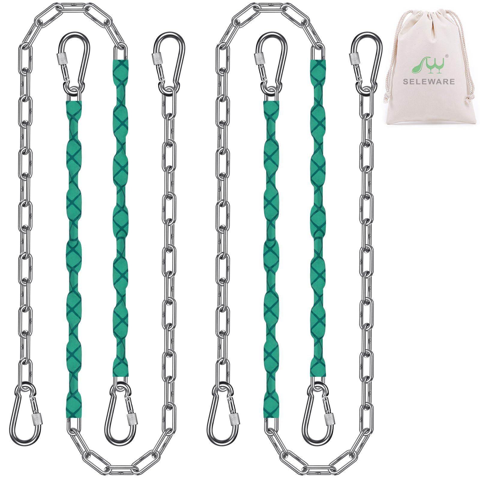 SELEWARE 4 Pcs 65" Heavy Duty Swing Chains Stainless Steel Hanging Chains