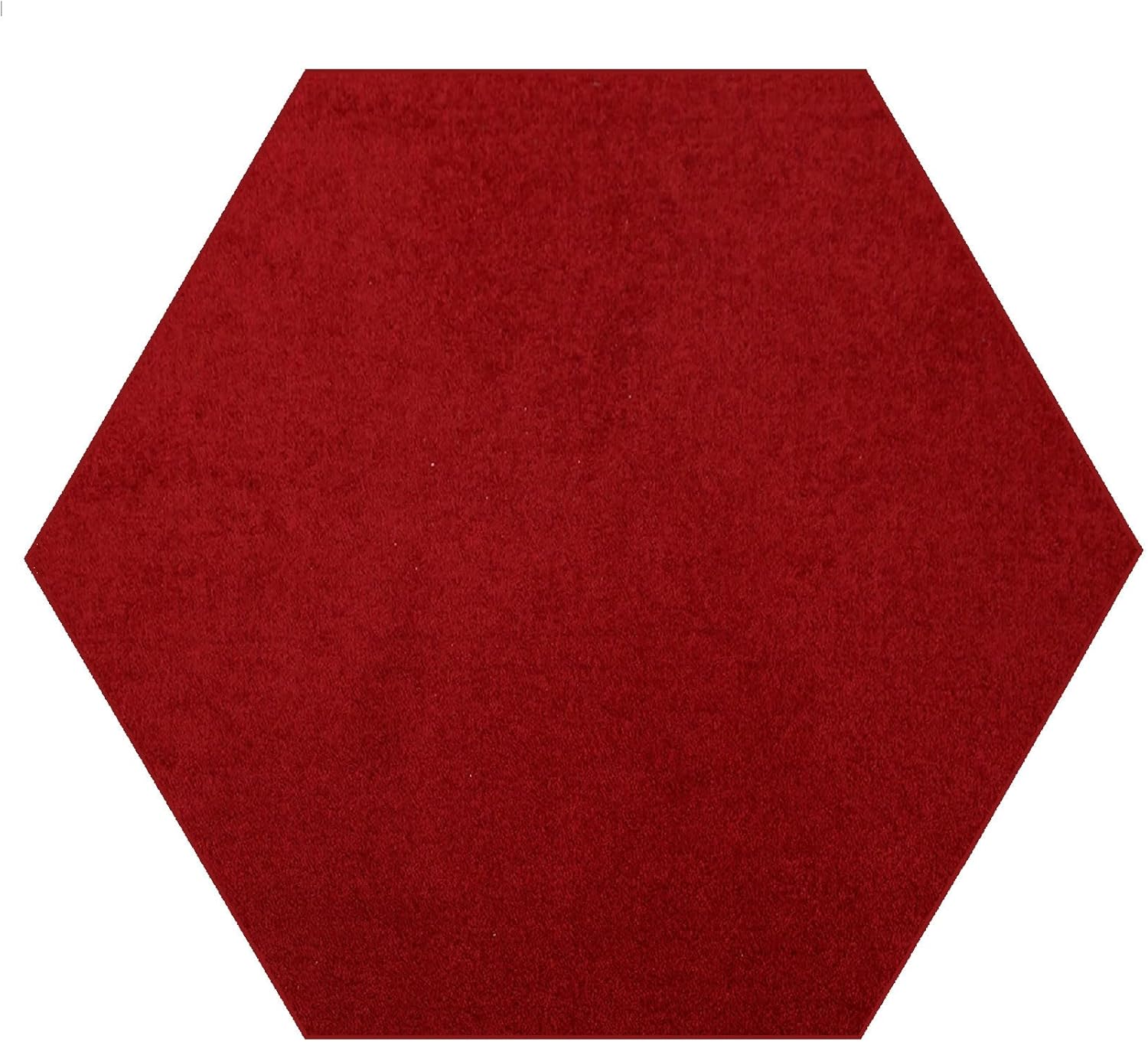 Ambiant Red Solid Color Area Rug, 6' Hexagon