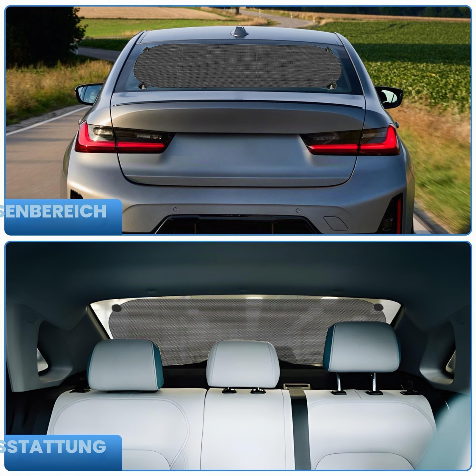 Riloer Auto-Sonnenschutz für die Heckscheibe, universeller Sonnenschutz für die Heckscheibe, Visierschutz, kompatibel mit den meisten Autos, Sonnenschutz für Kofferraumfenster