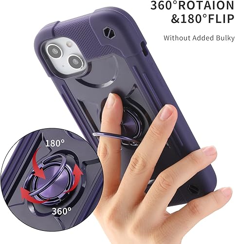 Miniatura 6 de MARKILL Funda compatible con iPhone con soporte de anillo, funda resistente a prueba de golpes de grado militar (morado oscuro, iPhone 13 Pro Max)