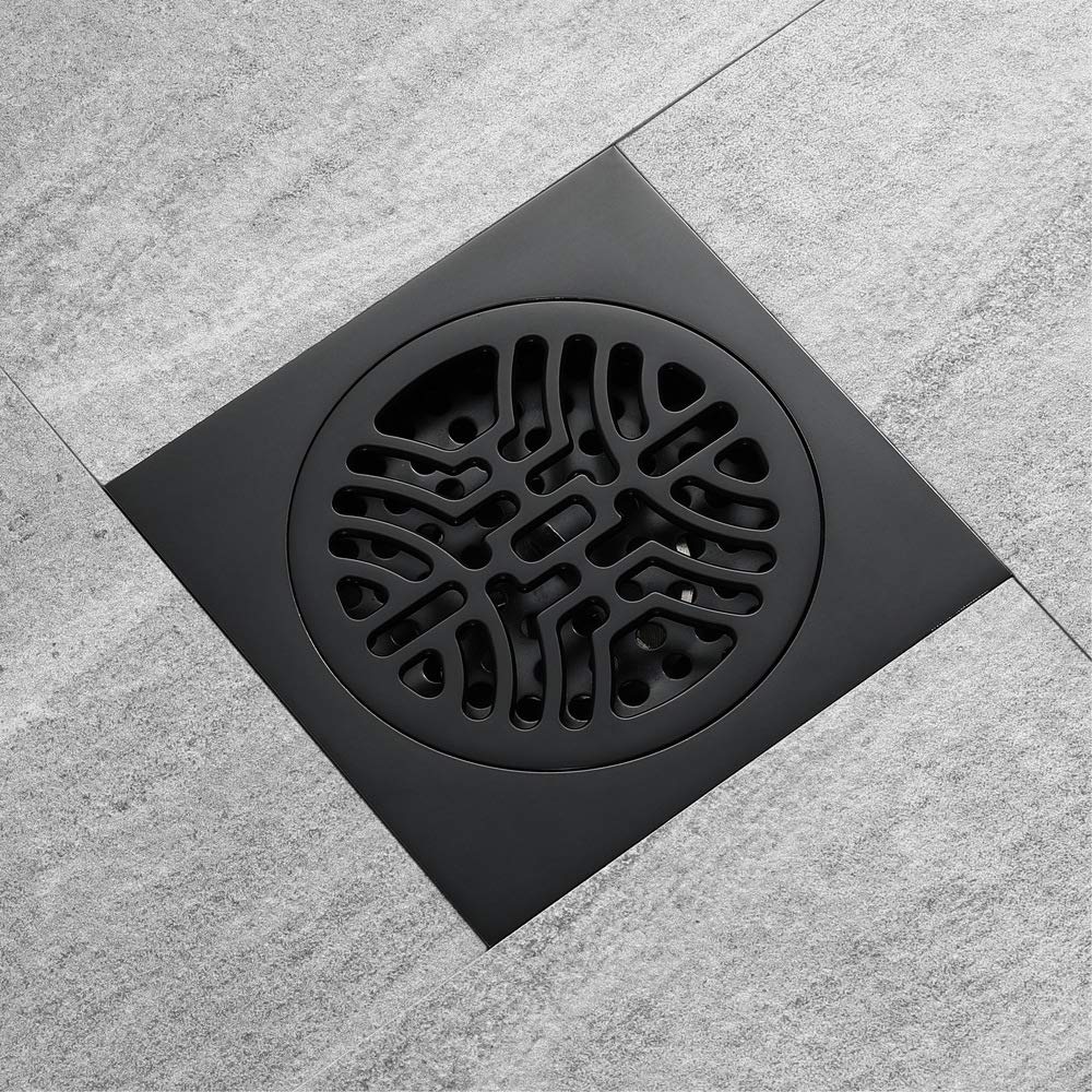 Desagüe de Ducha Cuadrado de 4 Pulgadas, desagüe de Piso de latón Negro para Ducha