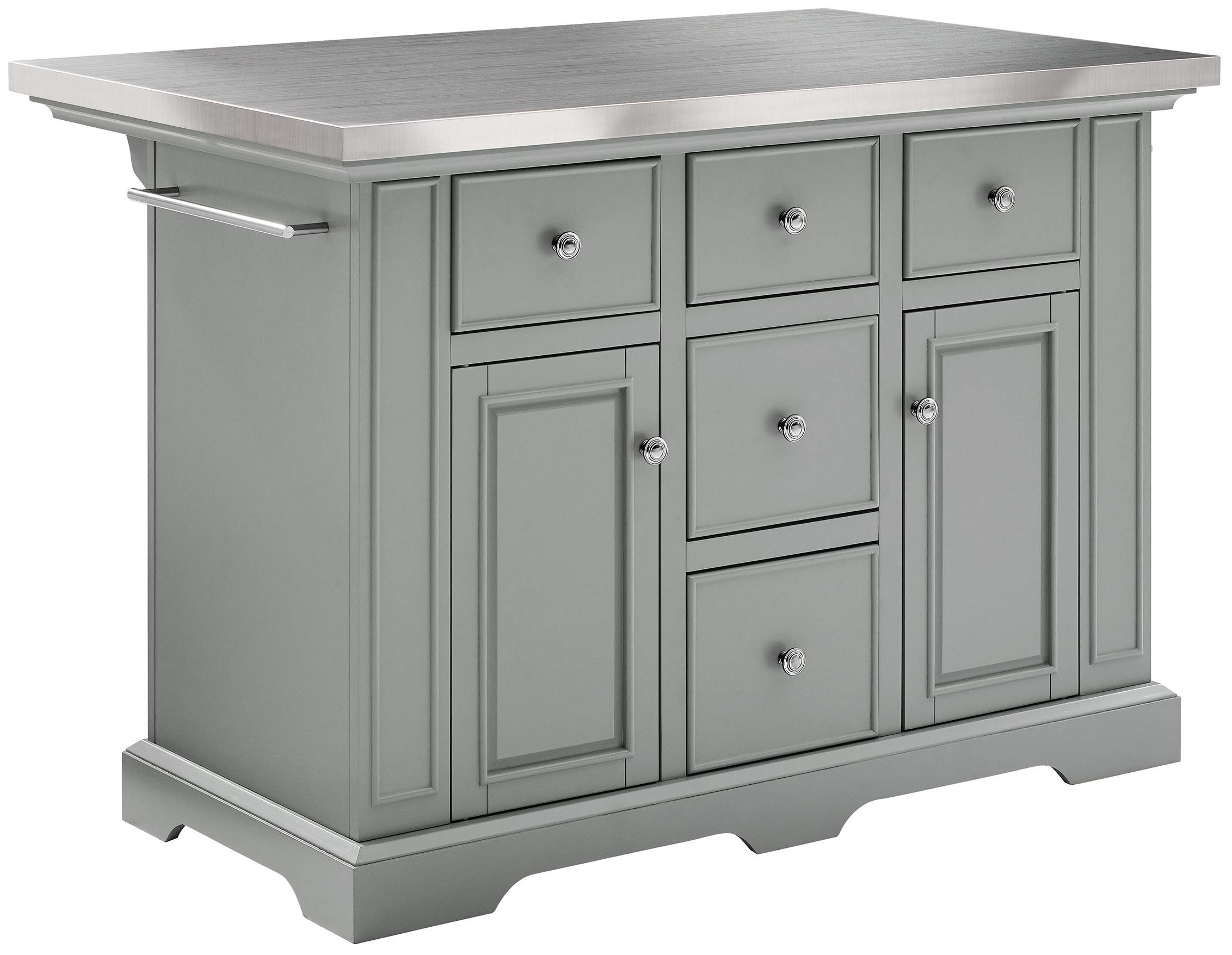 Crosley Furniture Julia Kitchen Island with Stainless Steel Top, Gray