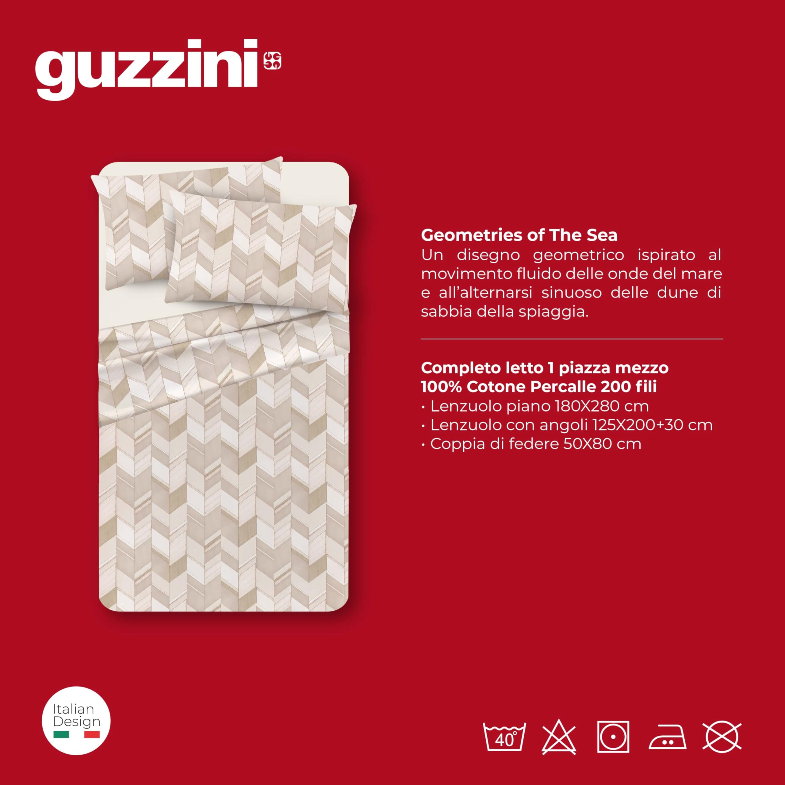 GUZZINI Classic - komplet pościeli bawełnianej perkalowej z prześcieradłem na łóżko queen size 180 x 280 cm + 1 prześcieradło z gumką, pokrowiec na materac na łóżko podwójne 125 x 200 cm, materac 30