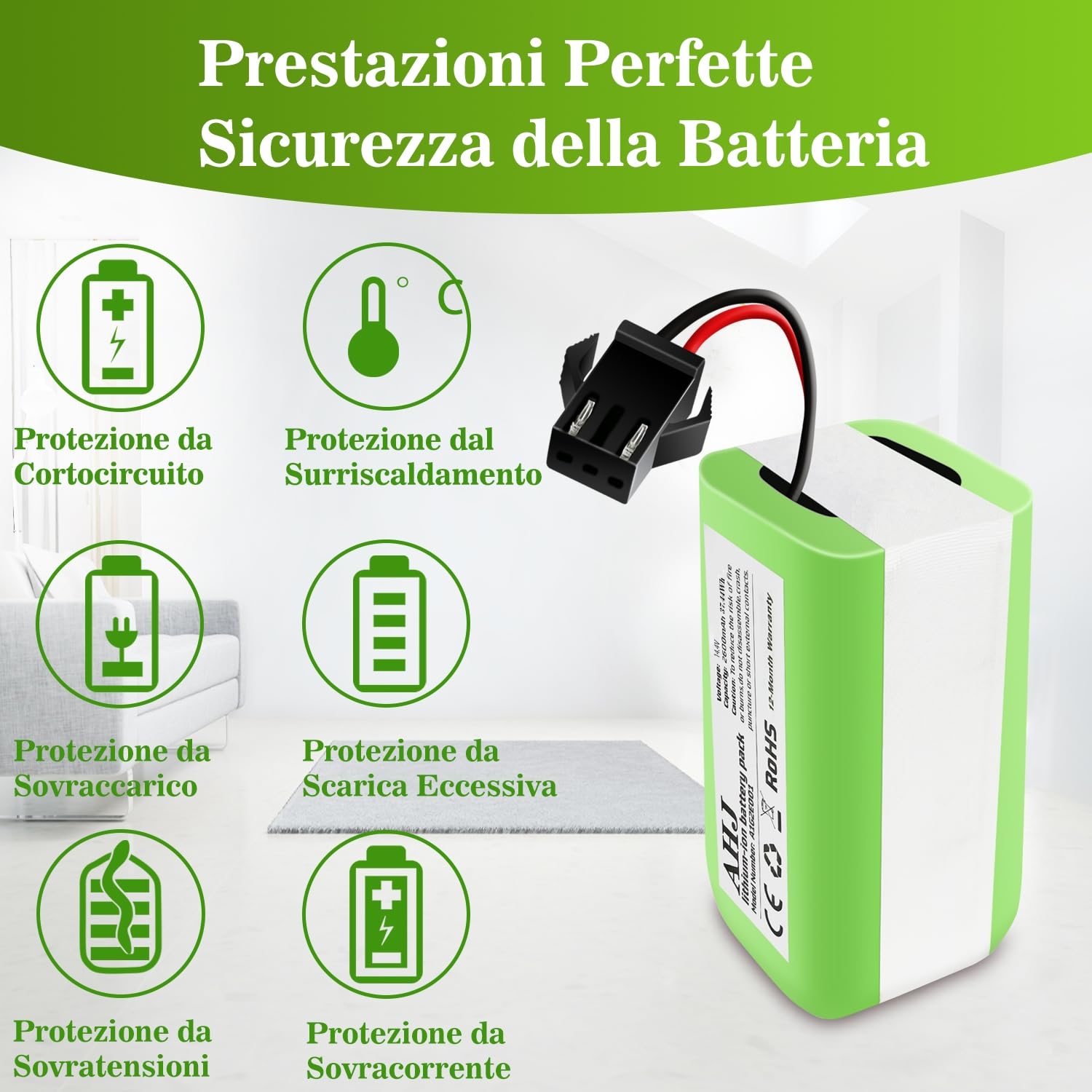 Batteria 14.4V 2600mAh Per Robot Aspirapolvere - Compatibile Con Eufy, Deebot, Proscenic E Altri - Foto 3