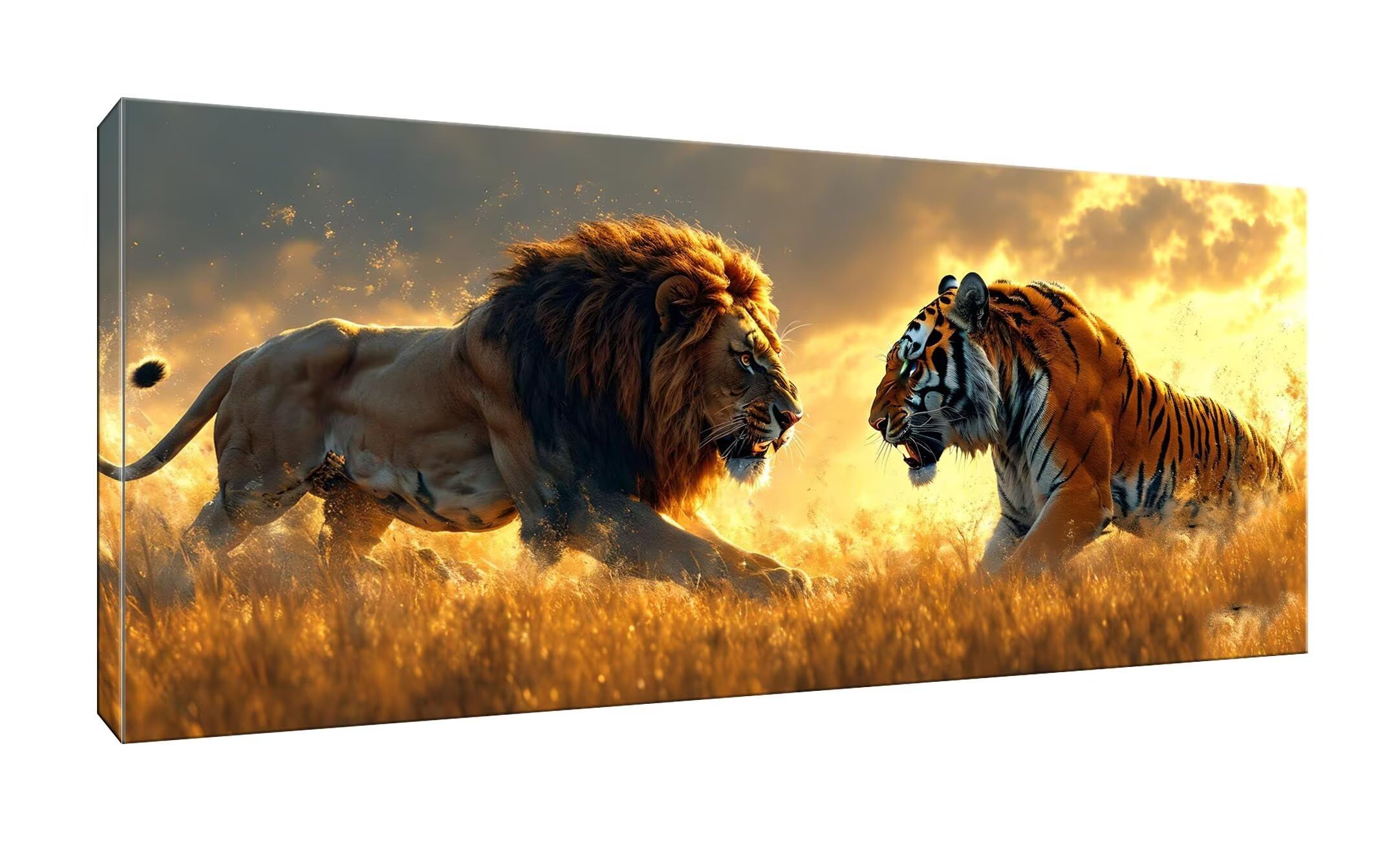 lewwmn Lion Tigre Peinture par Numéros pour Adulte, Activité Manuelle DIY Peinture Acrylique pour Enfants Débutants Kit de Loisir Créatif Numéro d'Art Complet - 80x160cm sans châssis en bois E-254
