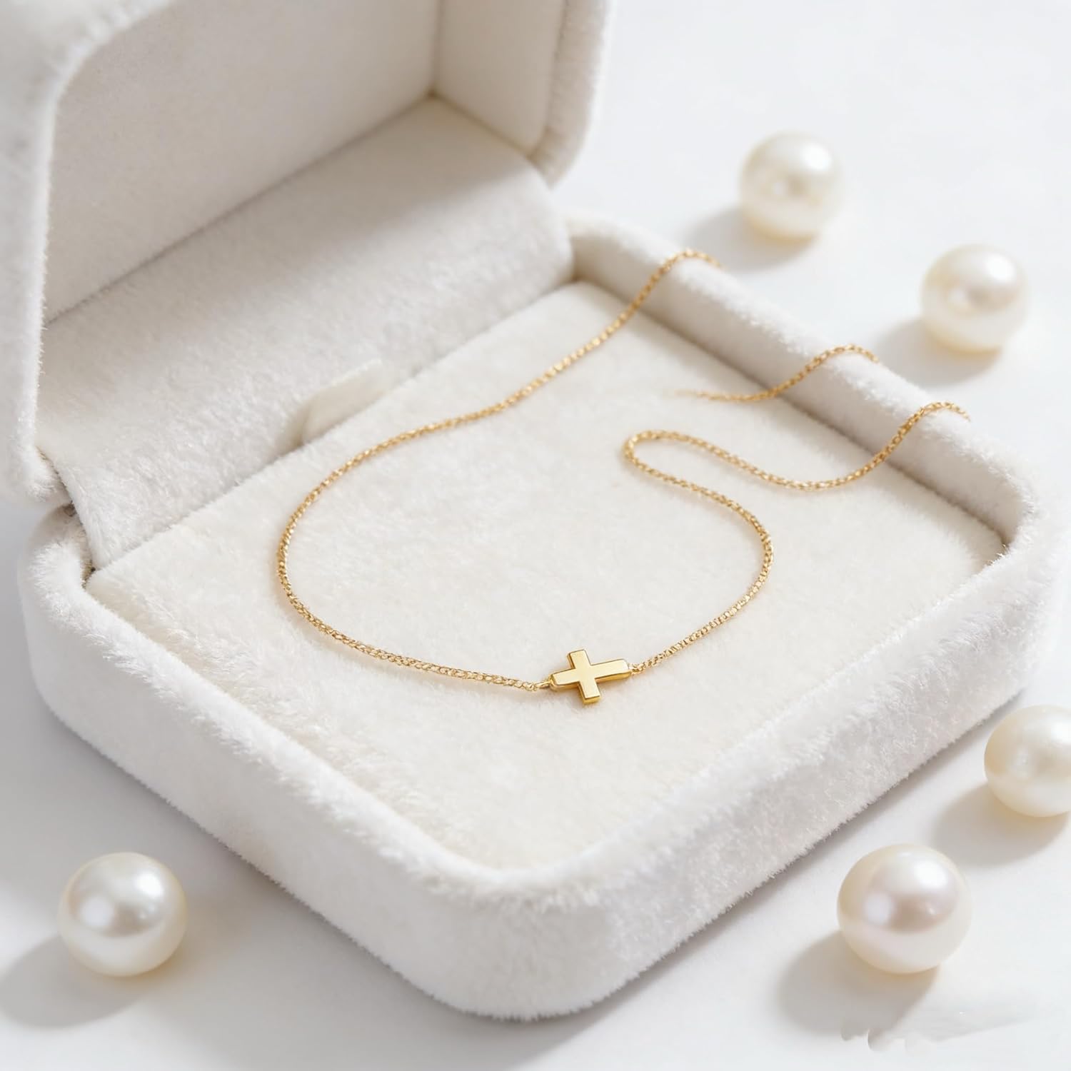 14K Gold Plated Cross Necklace for Women, Minimalist Faith Pendant Jewelry with 15–17 Inch Adjustable Chain, Hypoallergenic and Lightweight, Simple Everyday Necklace or Thoughtful Gift - Image 5