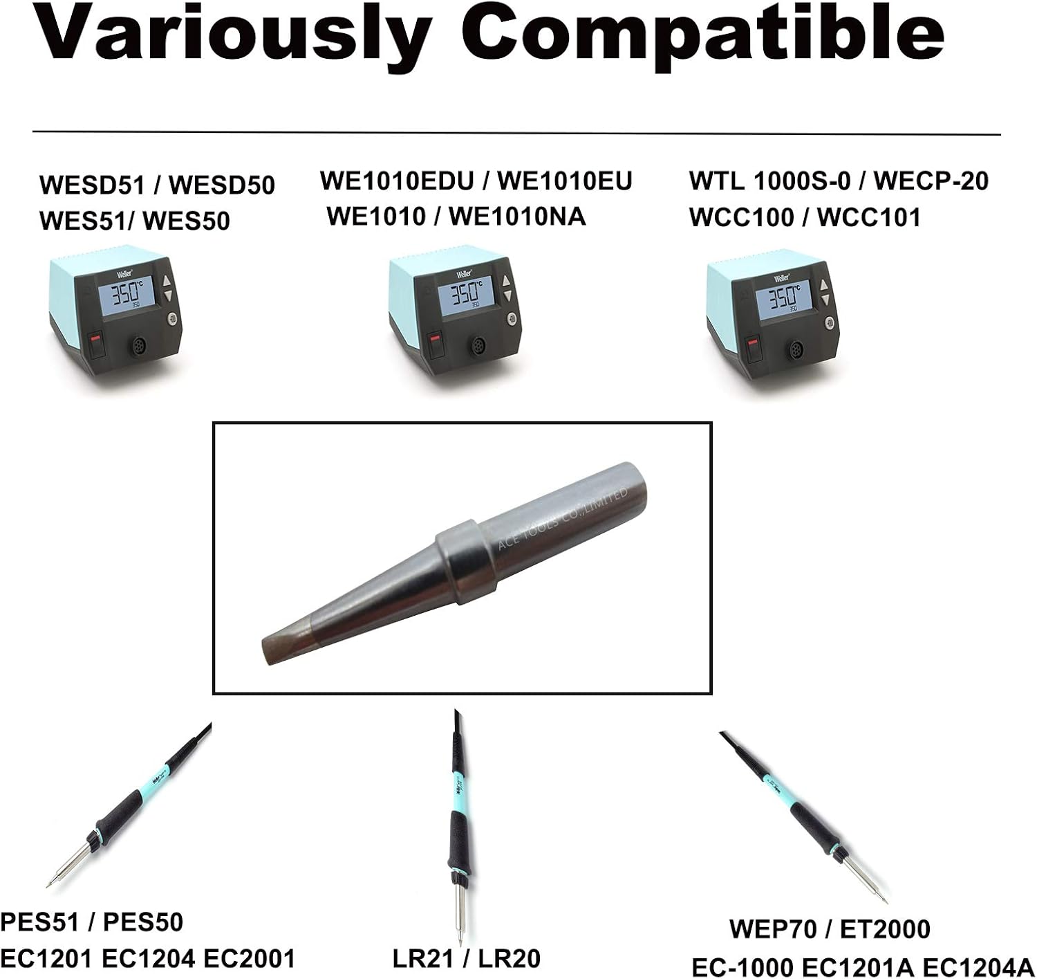 ETB Chisel Screwdriver Soldering Tip 0.094" / 2.4mm for WESD50 WES50 WESD51 WES51 PES50 LR20 PES51 LR21 WE1010NA (WE1010EU WE1010EDU) WE1010 WECP ACE Brand Solder Iron Handle Tips (20)