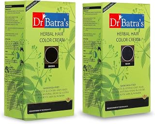 Dr Batra's Herbal Hair Color Cream Combo Pack of Black & Brown | Ammonia-Free Grey Coverage Solution | Enriched with Henn... Price In India