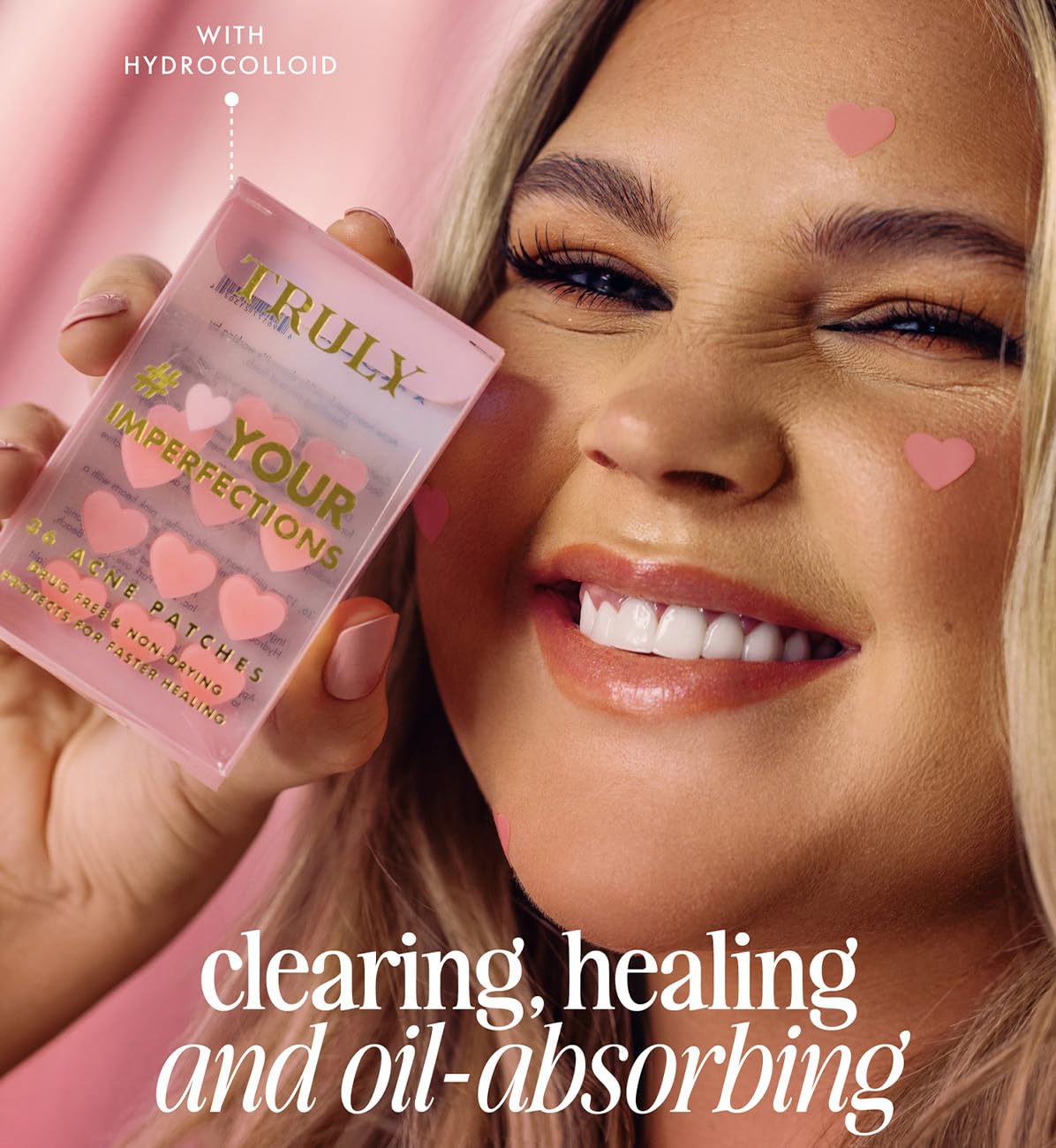 Truly Beauty Heart Your Imperfections Blemish Patches | Cute Heart-Shaped Hydrocolloid Acne Stickers | Strong Hold & Fast Results | 36 Count