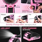 Ensemble d'outils de forage rose : 20V Boîte à outils sans fil avec batterie électrique drill Driver pour les femmes et les hommes Home Hand Repair Basic Toolbox Outils Sets Forings Case