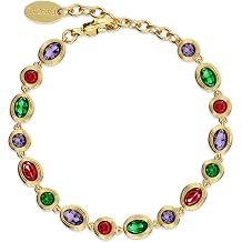 PASCAL Catena Multi Color Lab-Grown Gemstone Bracelet for Women Men, Vintage colourful Gold Bezel Tennis Bracelet,18K Gold Plated Statement Jewelry Gift for Women, Adjustable for Everyday Wear or Special Occasions