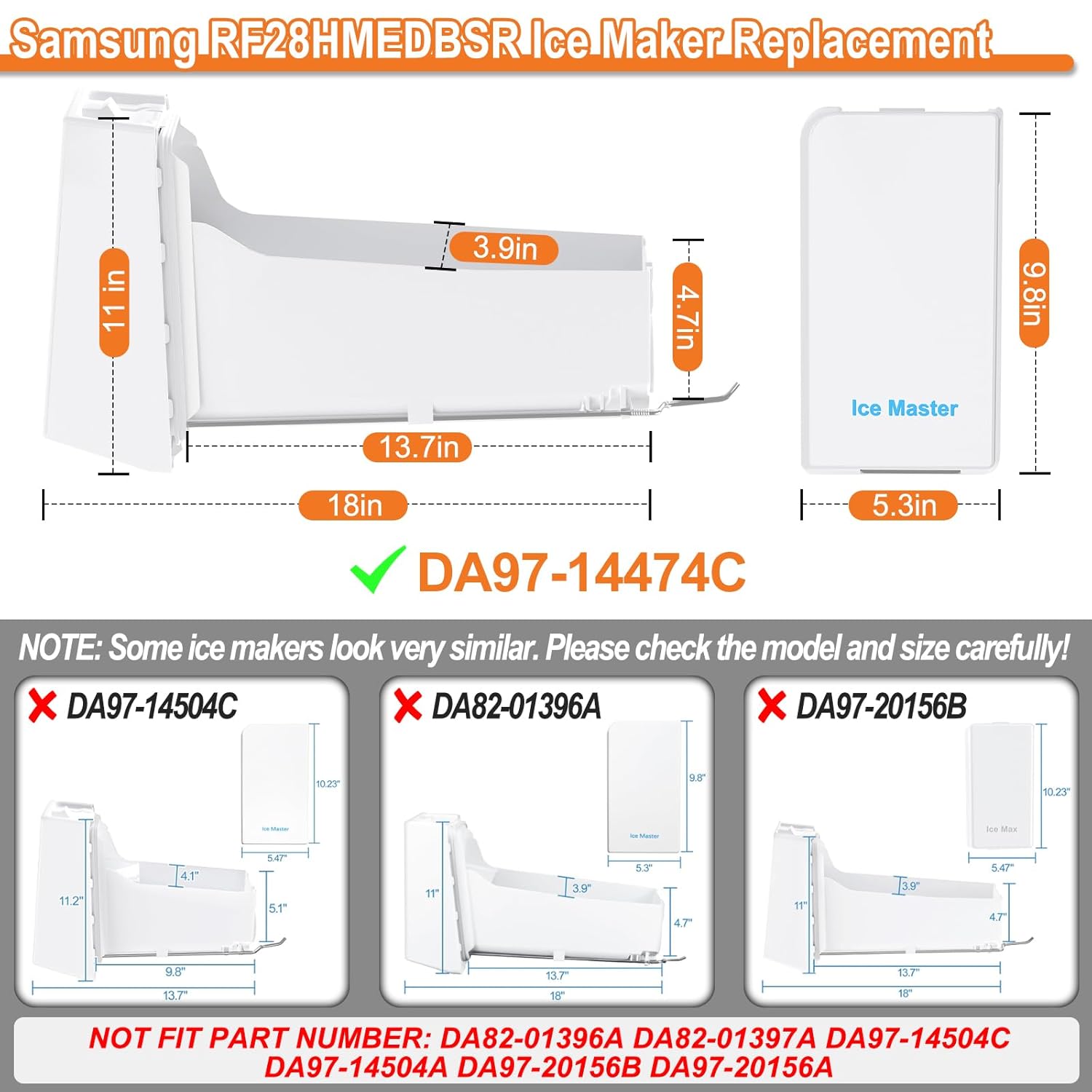 Photo 1 of Upgraded RF28HMEDBSR RF263BEAESR RF265BEAESR RF26J7500SR Ice Maker DA97-14474C Refrigerator Ice Bin Replacement Compatible with Samsung Ice Maker Replacement DA97-14474A Ice Tray Ice Bucket Assembly