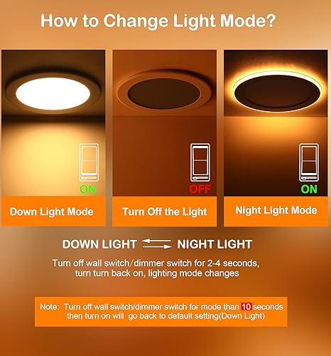 Miniatura 4 de CLOUDY BAY Paquete de 6 Lámpara de techo empotrable LED 5CCT de 8 pulgadas con luz nocturna, 2700K3000K3500K4000K5000K seleccionable, 18W 1600LM,