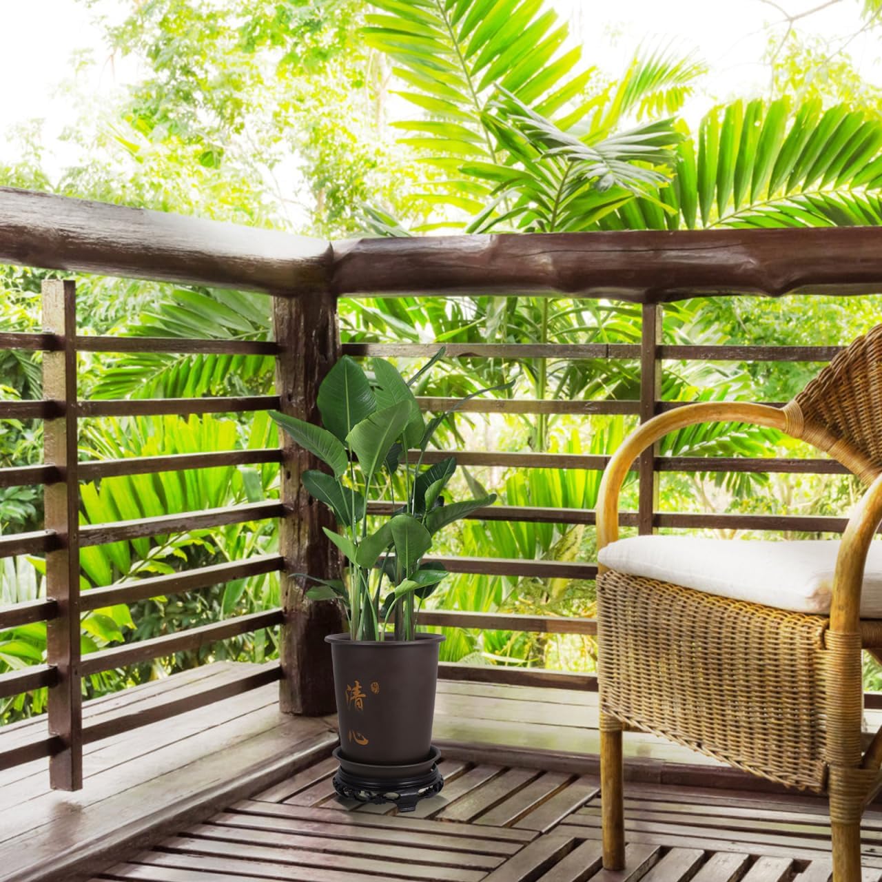 DOITOOL Orchid Pot with Holes Chinese Plant Pot with Saucer Decorative Orchid Pots for Repotting Flowerpot for Home Outdoor Garden