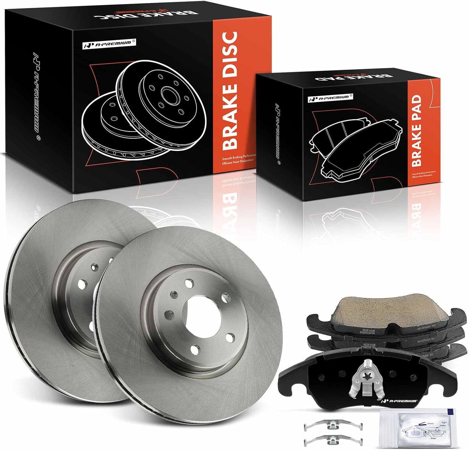 A-Premium 12.60 inch (320mm) Front Vented Disc Brake Rotors + Ceramic Pads Kit Compatible with Select Audi Models - A4, A4 Quattro, Q5, A5, A5 Quattro, A6 Quattro, A7 Quattro, Allroad, S5, 6-PC Set