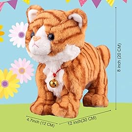 Pattern Yellow Plush Cat Stuffed Animal Interactive Cats Robot Barking Meow Kitten Touch Control, Electronic Pet Kitty Animated Toy Cats for Girl Baby