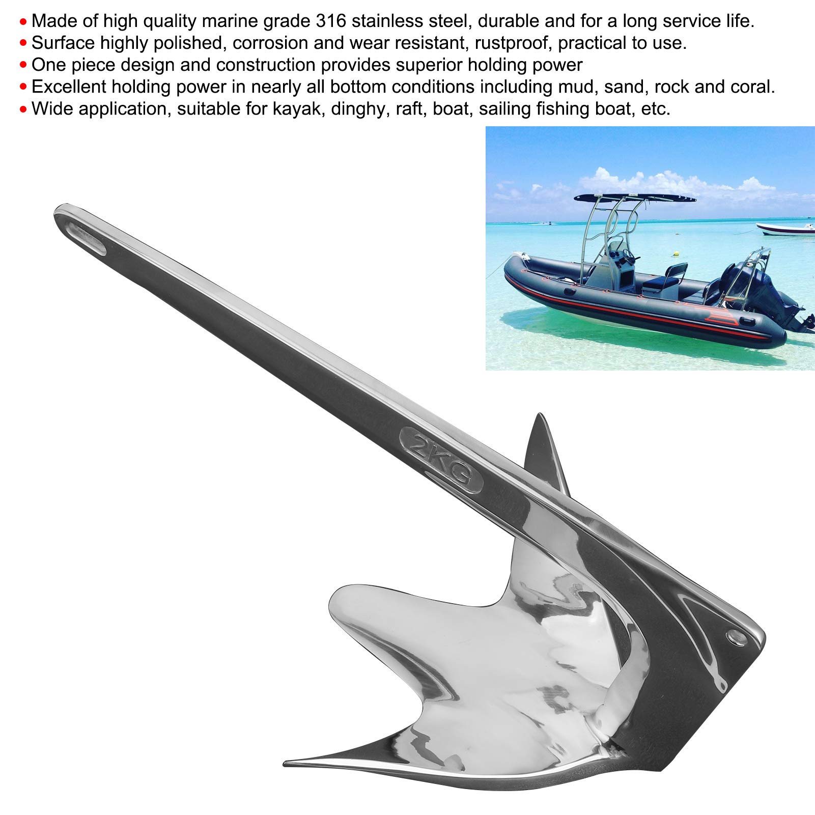 CHICIRIS Ancora Durevole per Barca Ad Artiglio in Acciaio Inossidabile per Barche Accessori Marini da 15-22 Piedi, Set Rapido per Kayak, Gommone, Zattera, Barca, a Vela da Pesca