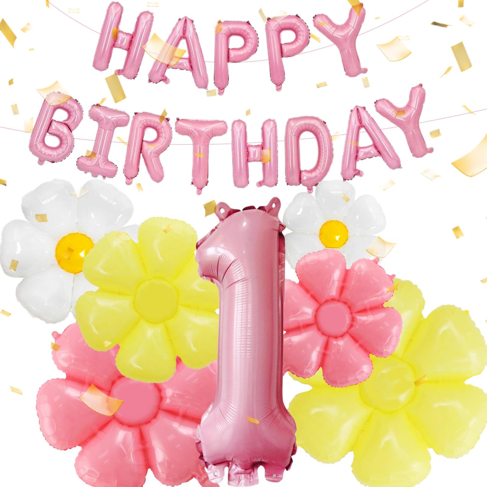 8 Stück Geburtstagsdeko 1 Jahr Mädchen, Gänseblümchen Deko 1 Geburtstag, Gänseblümchen Ballon, Helium Ballon Blume, Feen Deko Kindergeburtstag, für Geburtstag Jubiläum Motto Party