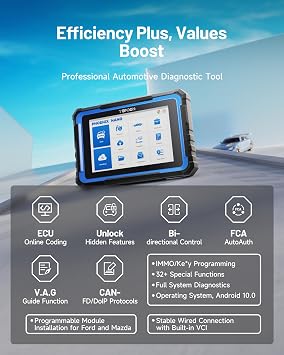 TOPDON Car Diagnostic Tool Phoenix Nano, 2025 ECU Coding Tool with Full System Diagnostic, 32+ Reset Service, Bi-Directional Control, Support CAN FD/DoIP Protocols, FCA AutoAuth, 2 Years Free Updates