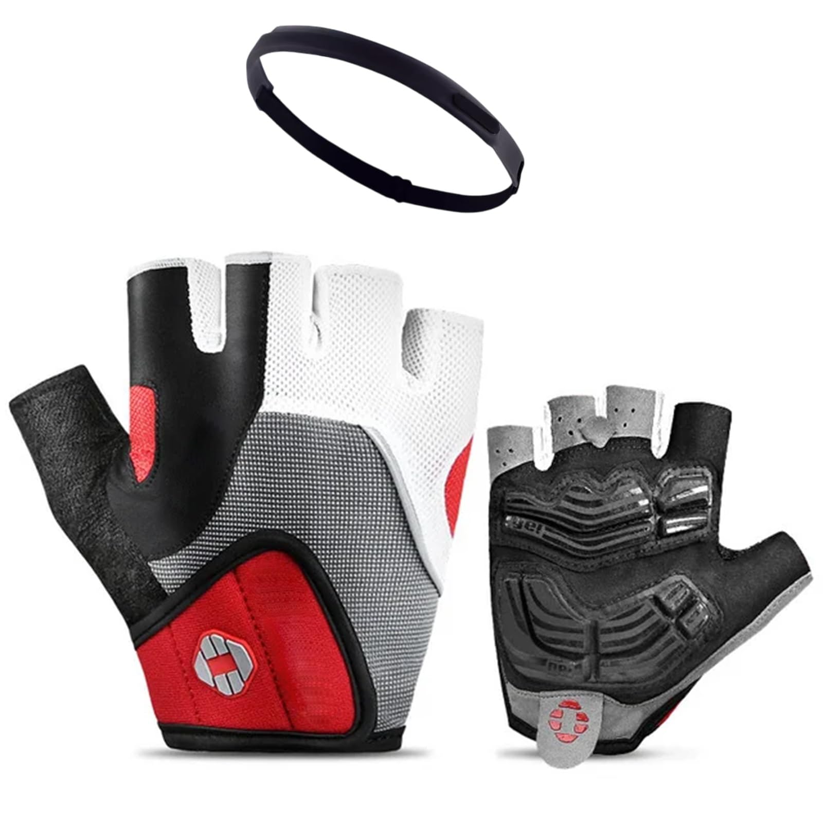 Set di Guanti da Ciclismo con Fascia Antisudore, Guanti Sportivi Corti A Mezze Dita, Accessori per Palestra Di Ciclismo