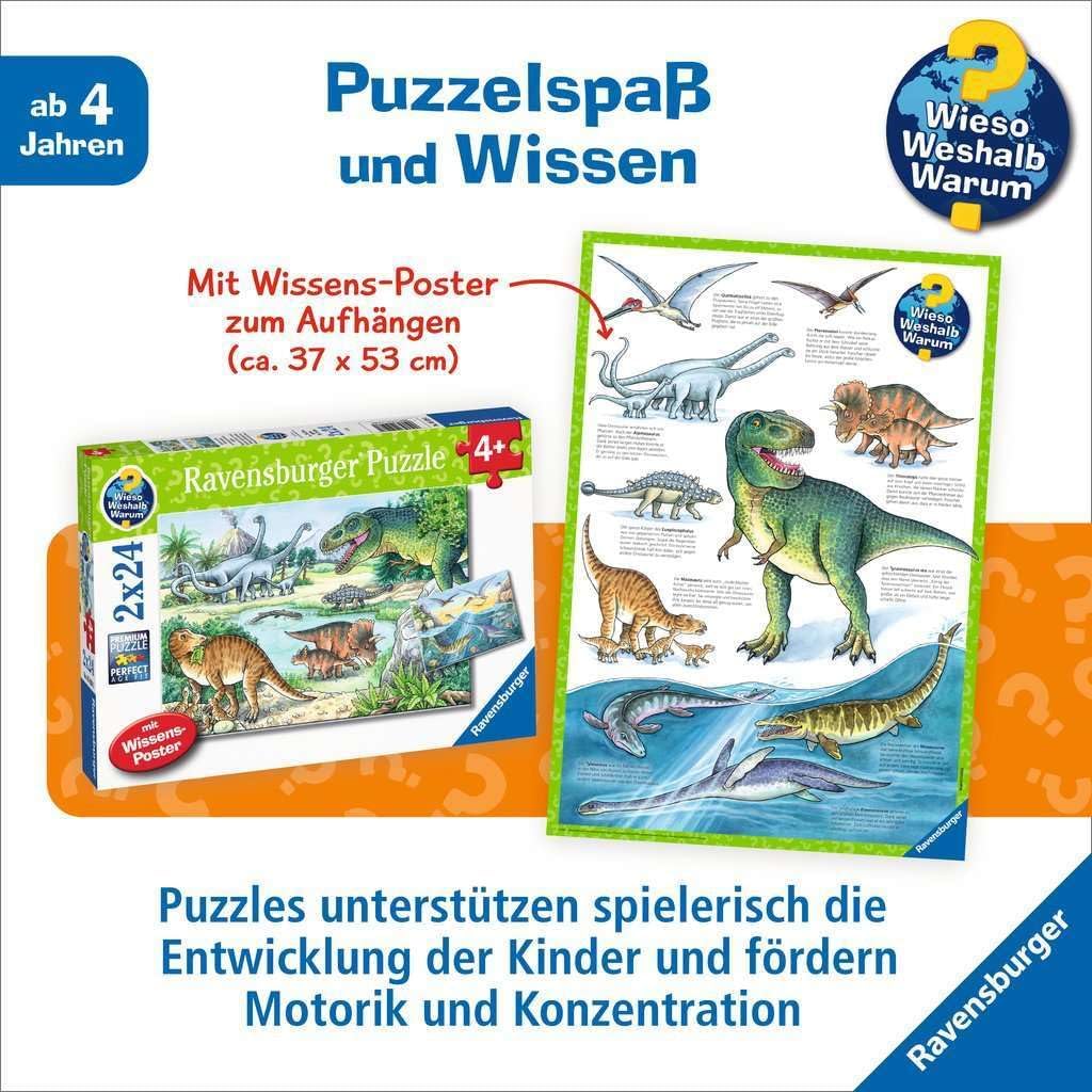 Ravensburger Puzzle Ravensburger 05128 Dinosaur and Her Habitats Children's Puzzle 05128 Dinosaur and Their Habitats 24 Pieces Teal/Turquoise Green