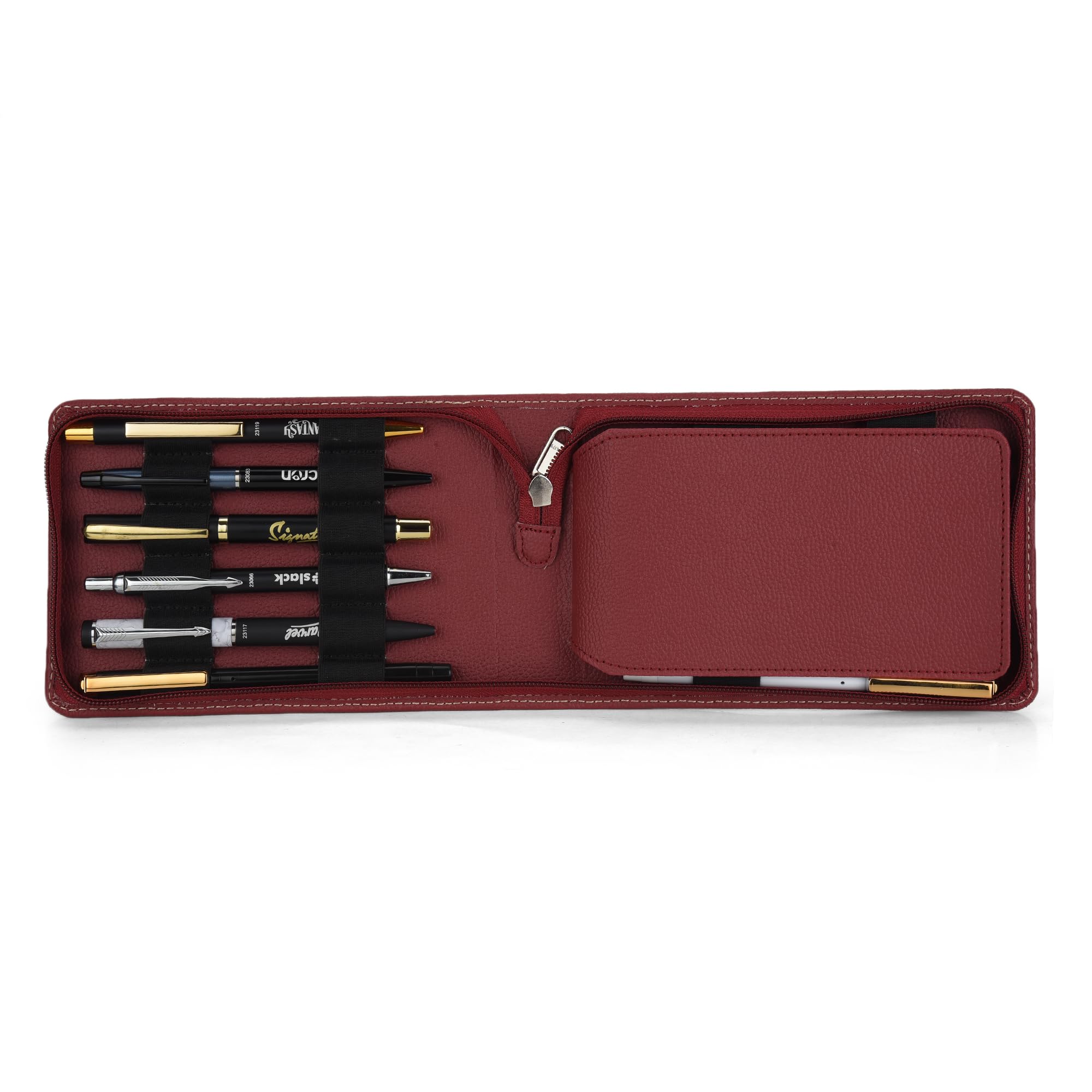 the case PU Leather Pen Pouch – Premium PU Leather Pen Holder Case for Fountain Pens, Ballpoint Pens & Stationery – Travel-Friendly Zipper Pouch Organizer for Office & School Colour KP-Cherry-picture-22