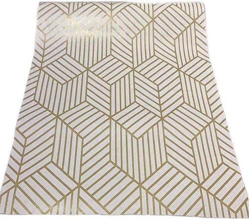 Miniatura 1 de Papel de contacto hexagonal con diseño geométrico blanco y dorado para despegar y pegar, autoadhesivo, película de vinilo extraíble, para estantes,