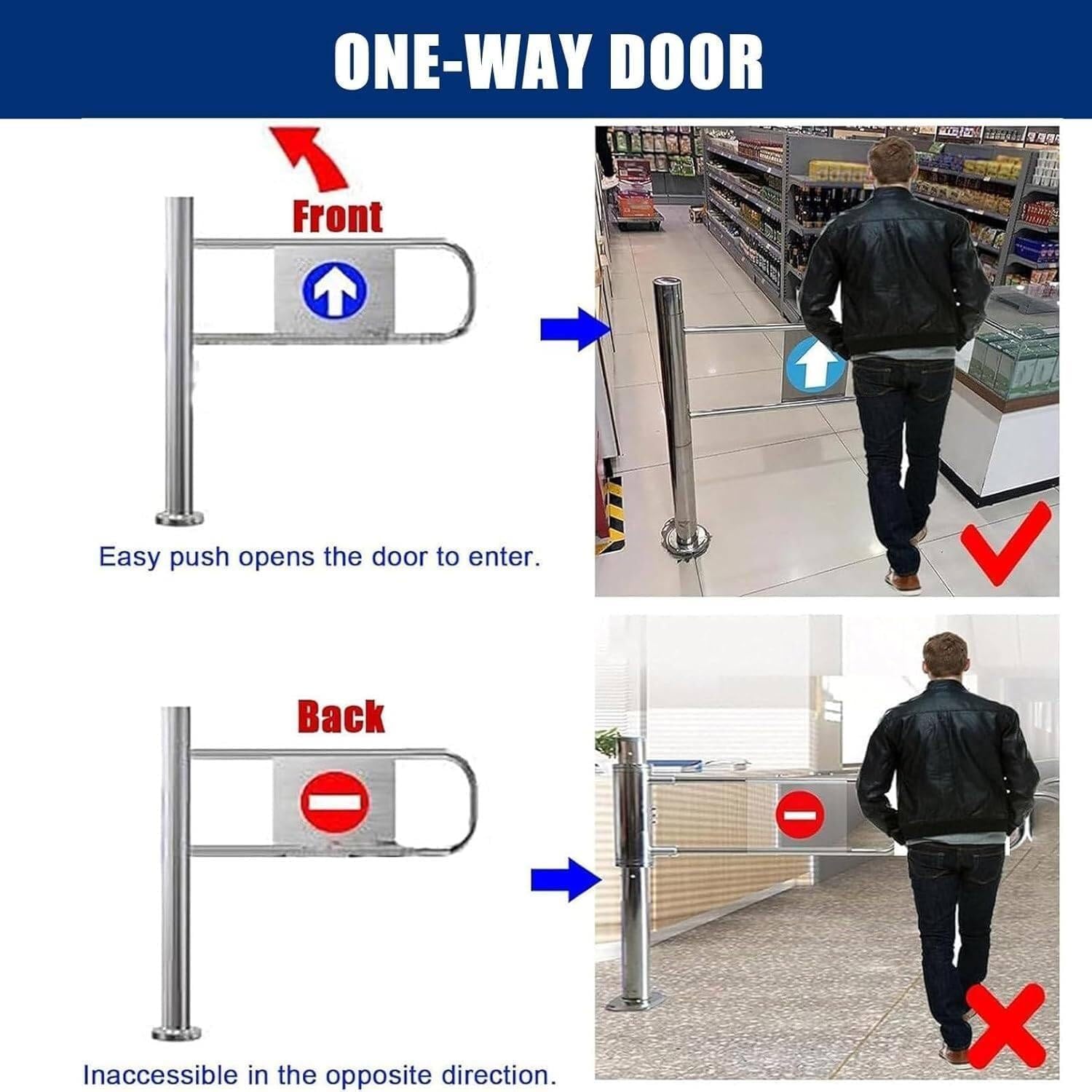 Automatic Swing Metal Door for Supermarkets with Rebound Function 80 × 97 Cm