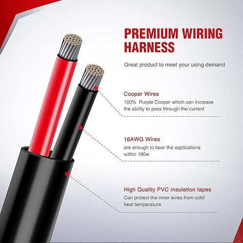 Miniatura 8 de Nilight Kit de arnés de cableado de barra de luz LED de 16 AWG 12 V encendido y apagado, impermeable, interruptor de cuchilla de relé de