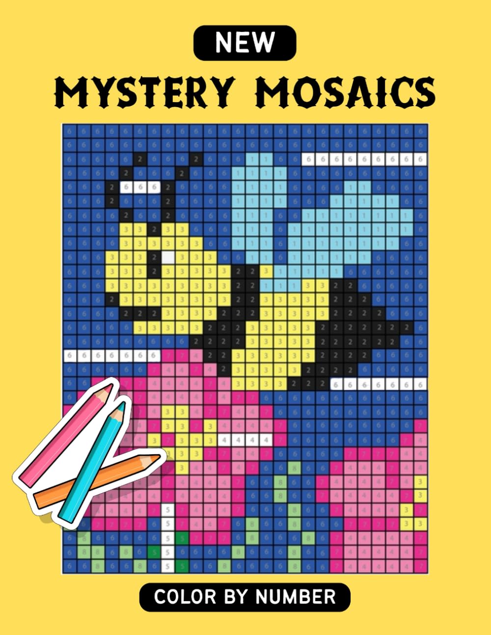 New Mystery Mosaics Color by Number: 40 Dazzling Hidden Pictures Pixel Art Coloring Book , Color Quest Extreme Challenges for Seniors & Beginners