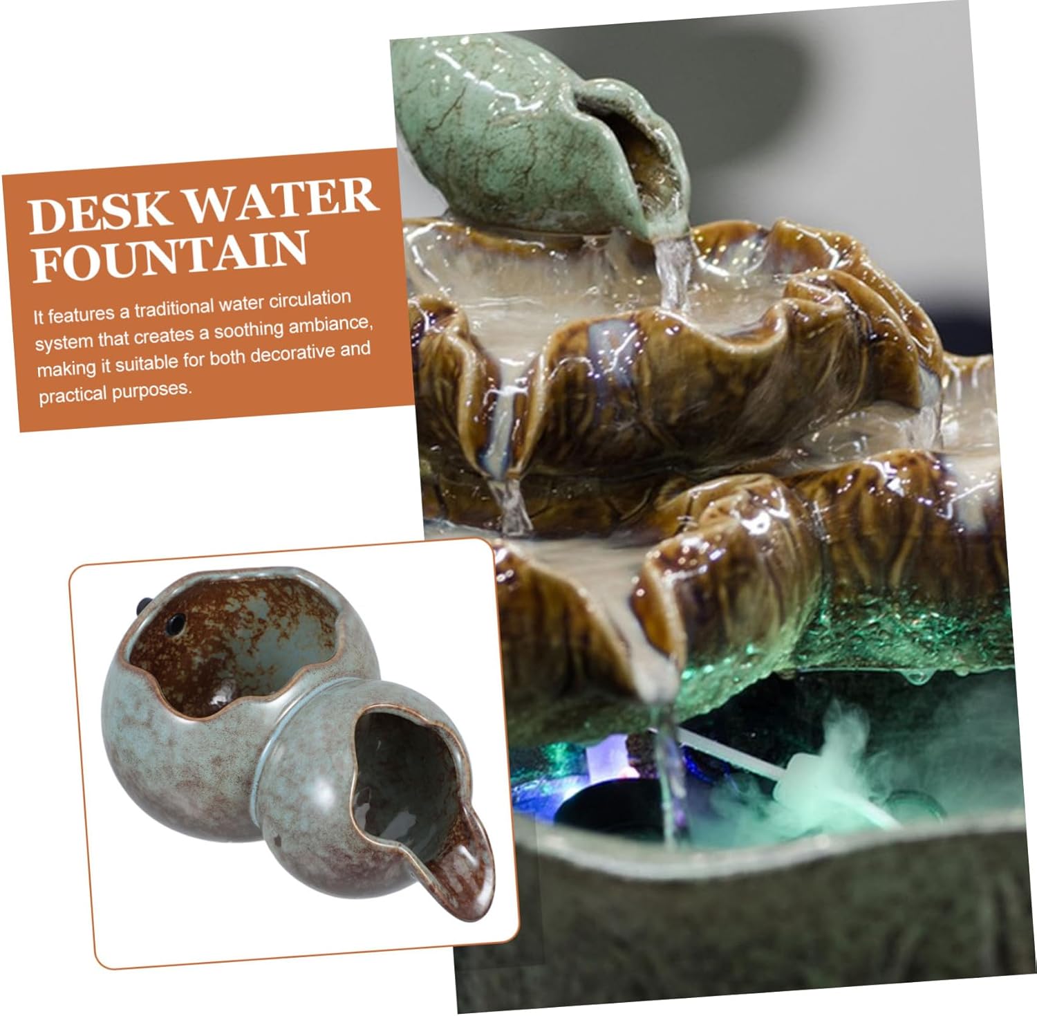 Ceramic Fountain Spitter for Fish Tanks and Ponds Shaped Spout for Continuous Water Flow Decorative Water Feature for Indoor Fountains Gardens and Aquatic Decor