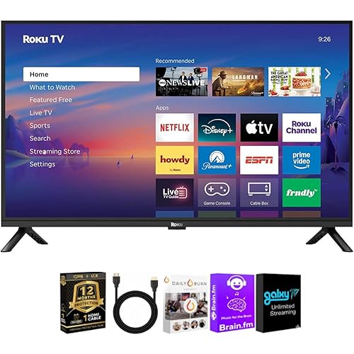 Roku 32 Inch Class Select Series 1080p FHD LED Smart TV Smart Television WiFi Voice Remote HDMI Cable Streaming Bundle 12 Month CPS Protection Plan Compact Home Entertainment Display