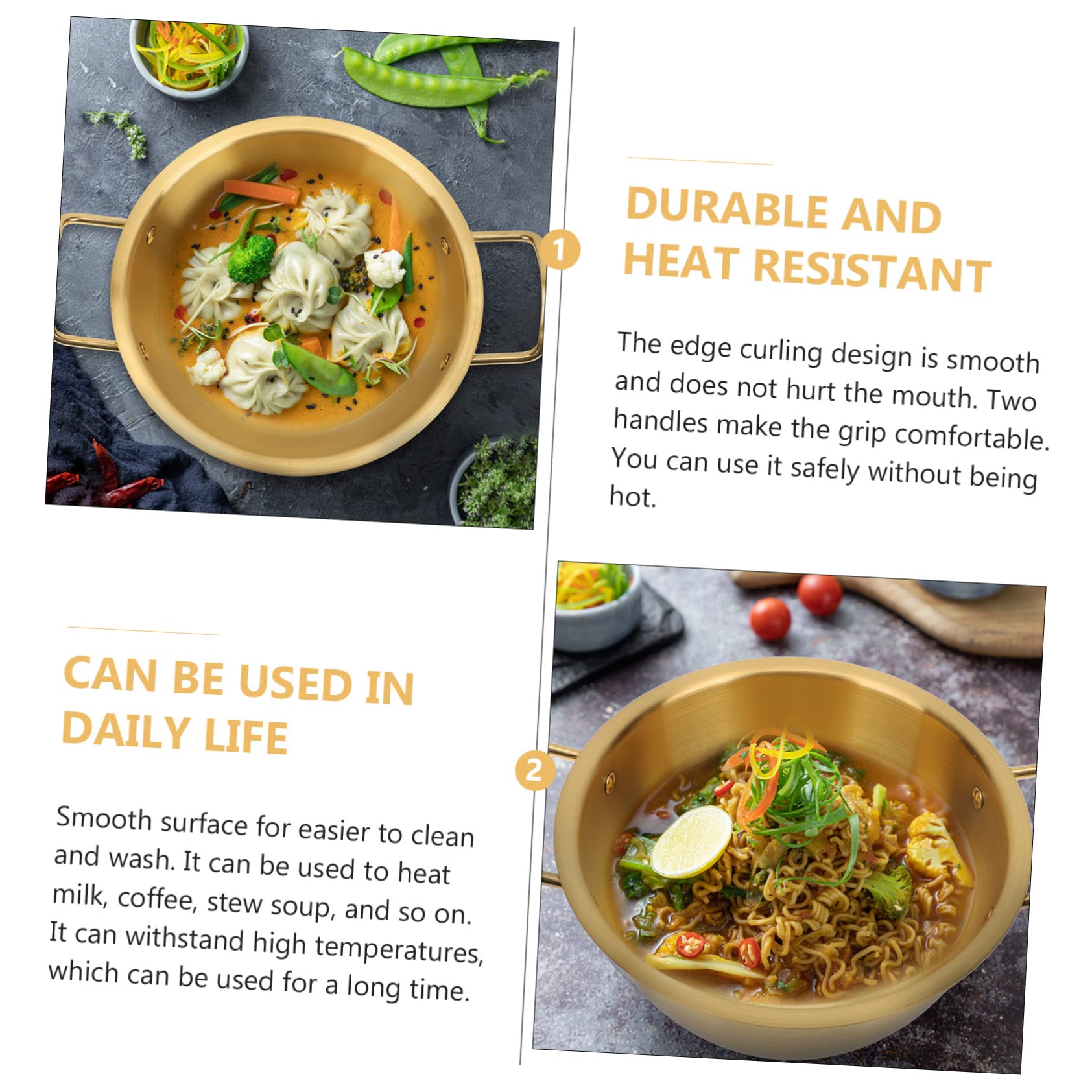 Ciieeo Stainless Steel Instant Noodle Pot Korean Style Double Handle Pot Small Cooking Noodles Korean