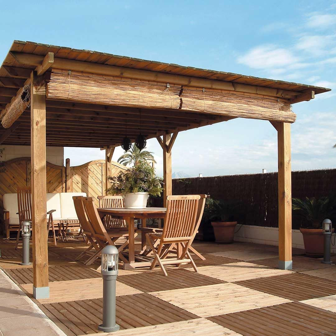 Kit Pérgola De Madera Para Jardín | 4x3.6x2.4 M + Postes 12x12| Madera Resistente Tratada En Autoclave 3