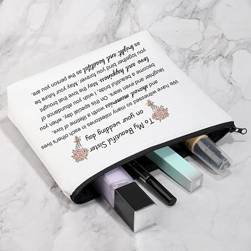 Miniatura 3 de Bolsa de maquillaje de boda para hermana, regalo de novia para mi hermana en su día de boda, regalo de despedida de soltera para hermana, regalo de