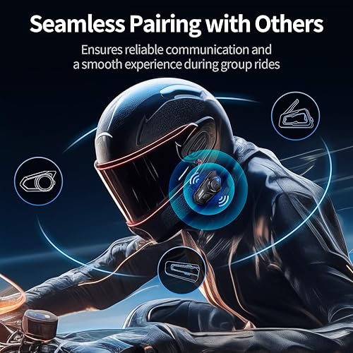 Miniatura 4 de Auriculares Bluetooth para Casco de Motocicleta, Sistema de Comunicación de Casco de 2KM de 10 Vías, Intercomunicador de Audio Multitarea para