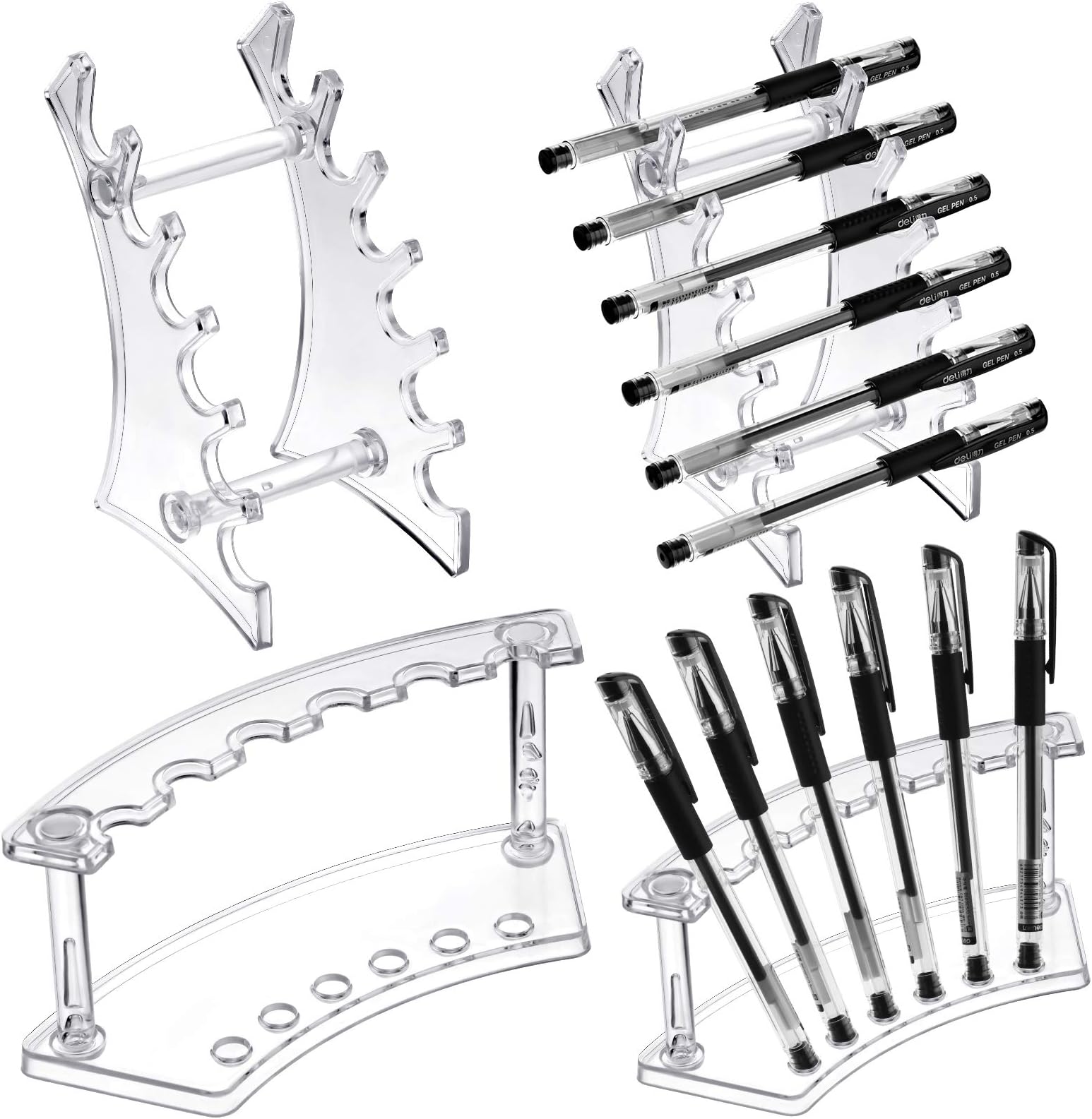 Teling 4 Pieces Pen Display Stand Acrylic pen Holder Clear Pen Stand Rack Organizer Nail Brush Holder Stand for Make Up Brush
