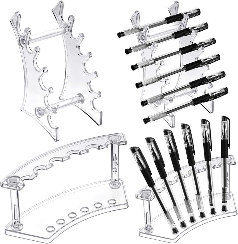 Teling Suporte Organizador de Acrílico Transparente para Canetas e Pincéis, 2 Designs, Pacote com 4