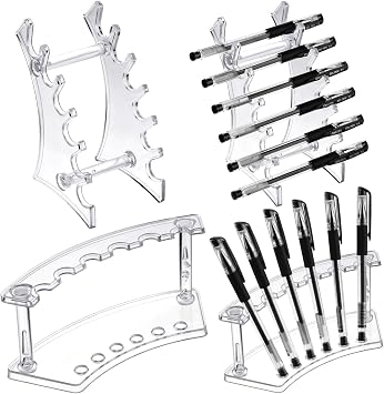 Teling 4 Pieces Pen Display Stand Acrylic pen Holder Clear Pen Stand Rack Organizer Nail Brush Holder Stand for Make Up Brush